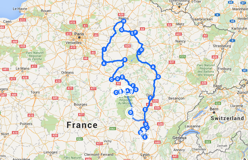  Itinerario in Borgogna e Champagne